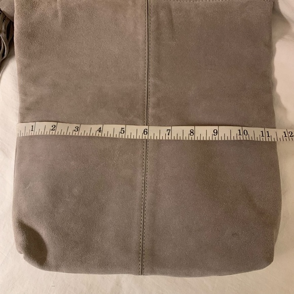 Leith gray 100% suede leather fold over clutch/bag - Picture 8 of 10